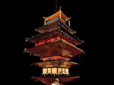 Chinese palace house lantern  3D model purchase