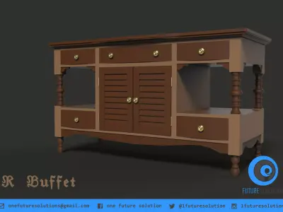 R Buffet dresser with drawers Free 3D model