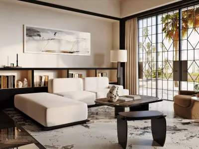 Modern Luxury Coastal Office Lounge 3D model