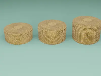 Wicker Baskets Set 3D model