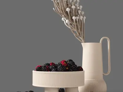 Decor Brunia and blackberry vases buddha nuts Set 77 3D model