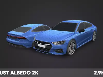 Mobil Game-Ready Sedan Car 1 Low-Poly Low-poly 3D model