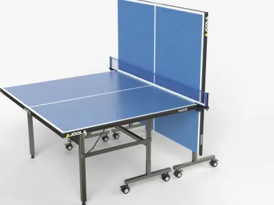 Blue Tennis Table Ping Pong   racket  and ball Low-poly 3D model