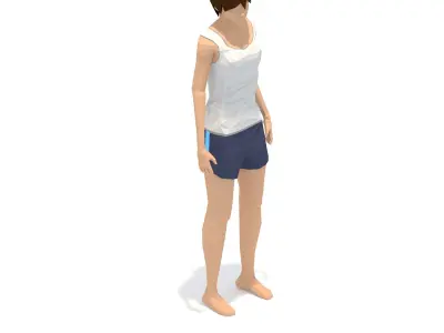 Warrior 2  Yoga Exercise Woman Animation Low-poly 3D model