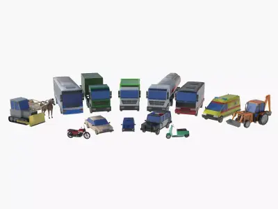 mega collection auto low poly Low-poly 3D model