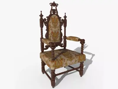 Renaissance Style HighBacked Chair 2 model Low-poly 3D model