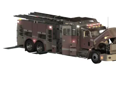 DETAILED FIRETRUCK WITH EQUIPMENT 3D model