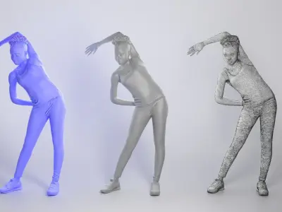 Pretty young african woman doing exercise 240 Low-poly 3D model