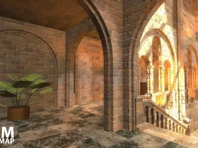 FPS Museum - VR tournament map Low-poly 3D model