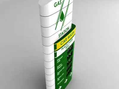 Gas station price sign totem low poly 04 Low-poly 3D model