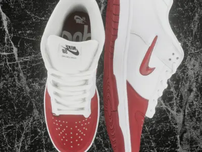 NIKE SB DUNK LOW SUPREME VARSITY RED Low-poly 3D model