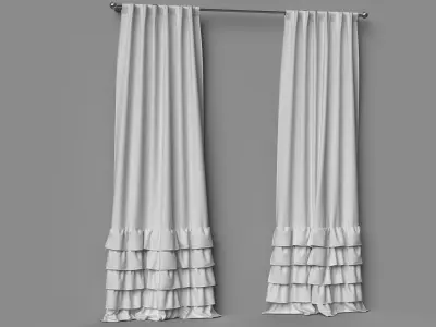 Evelyn Ruffle Bottom Curtain Panel 3D model