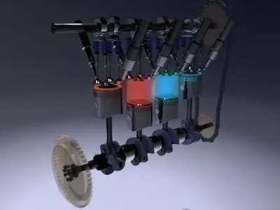 Internal-combustion engine Engine Inline Four-Cylinder 3D model