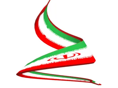 Iranian Flag on Double Spiral structure 3D model
