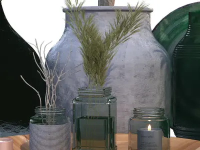 Green decoration object set 221 3D model