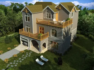 3D model of 2022 luxury fashion villa exterior 43 3D model
