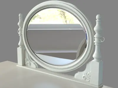 Vanity Set With Mirror And Chair White 3D model