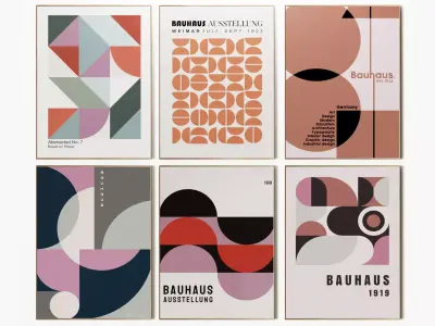 Bauhaus Red Purple Poster Set 3D model