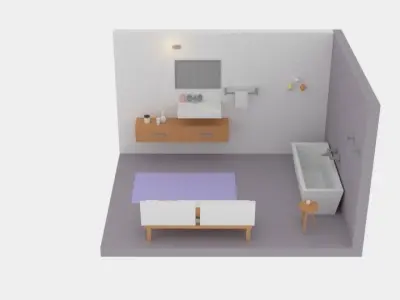 Low-poly Cartoon Bathroom Pack Free low-poly 3D model