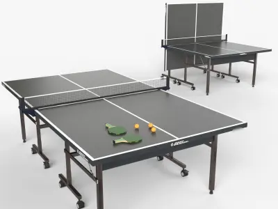 Black Tennis Table Ping Pong  rackets  and ball Low-poly 3D model