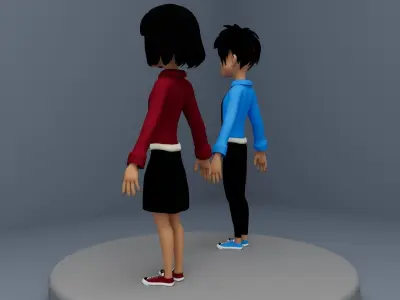 Cute Boy and Girl 3D model