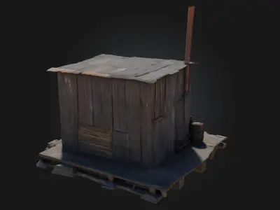 Rustic Shack  Weathered Shelter of Simplicity and Survival 3D model