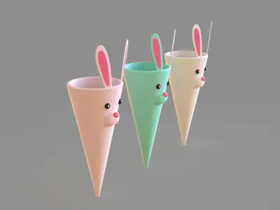 Easter Bunny Treat Cone Decoration Low-poly 3D model
