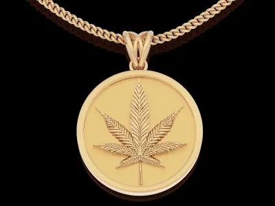 Marijuana pendant gold silver printable jewelry 3D model 3D print model