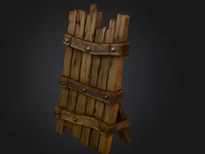 Weathered Wooden Palisade Low-poly 3D model