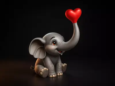Cute Elephant with Heart Valentines Day Figurine 3D print model