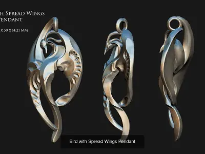 A Set of Abstract Bird Pendants 3D Model Collection