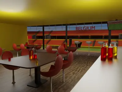 Belgium Football Stadium and Interiors Low-poly 3D model