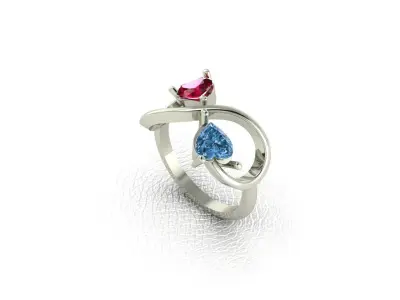 two hearts ring 3D print model