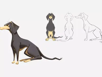 Rigged Cartoon Dog 3D model