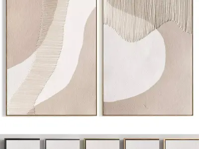 Plaster Two Photo Frame 344 Low-poly 3D model