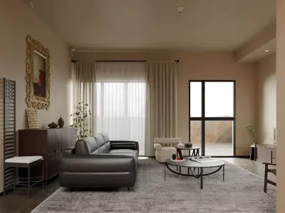 modern living room dining room interior scenes 28 3D model