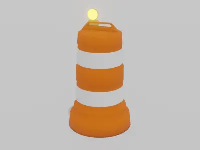 Traffic Barrel with Light Low-poly 3D model