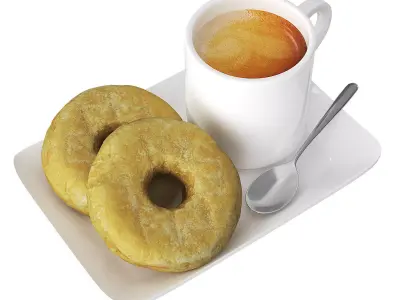 Donuts With Coffee Cup 3D model