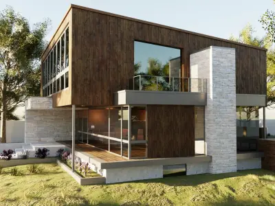 Game-Ready Modern 3D House 3D model