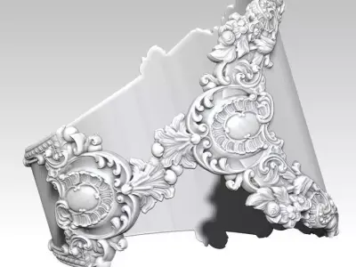 Female Woman Girl Carved Pattern Floral Spoon Style Ring 3D print model