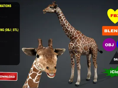 Giraffe Rigged Animated 6 3D model