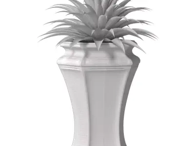 Decorative tropical plant in classic ceramic vase urn flowerpot 3D model