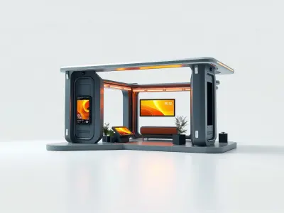 Futuristic Park Pavilion with LED Lighting model pack Low-poly 3D model