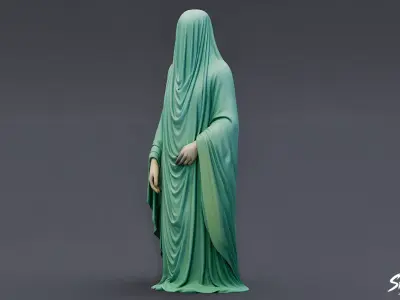 Ghost Statue Standing Draped Low-poly 3D model