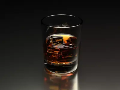 Whiskey tumbler with ice  Free 3D model