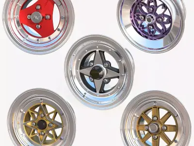 Japan oldschool rims collection 3D Model Pack