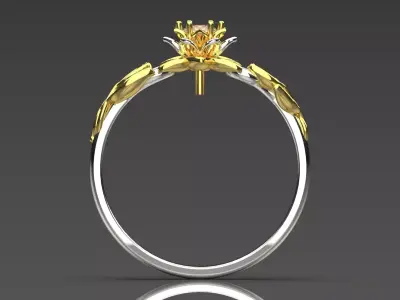 Artistic TwoTone Gold Engagement Ring Flower Design Model sr0094 3D print model
