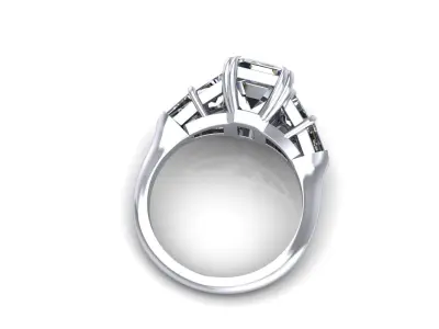 Three Stone Emerald Wedding Ring V5 3D print model