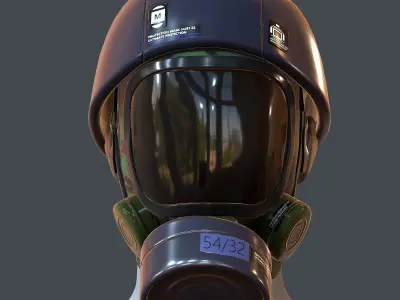 Gas mask helmet 3d model scifi Low-poly  Low-poly 3D model