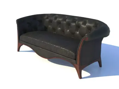 Classic Leather Sofa 3D Model Low-poly 3D model